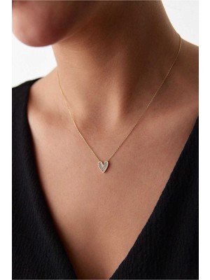 Yavuz Kuyumculuk 14 Ayar Altın Taşlı Kalp Kolye