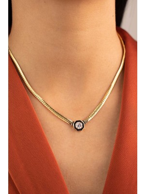 Yavuz Kuyumculuk Altın Sekizgen Mineli Baget Kolye