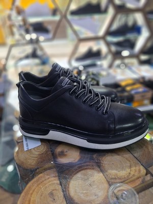 Garajmen Siyah Deri Eva Taban Su Geçirmez Comfort Mevsimlik Erkek Sneaker Ayakkabı