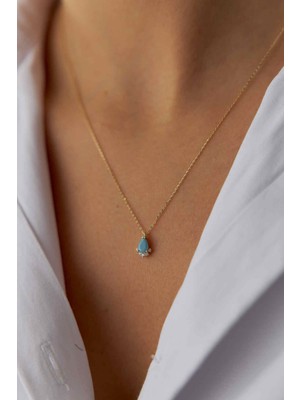 Yavuz Kuyumculuk 14 Ayar Altın Damla Firuze Kolye