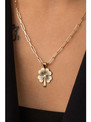 Yavuz Kuyumculuk 14 Ayar Altın Yonca Ataş Kolye