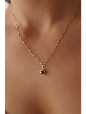 Yavuz Kuyumculuk 14 Ayar Altın Singapur Zincir Mavi Göz Kolye