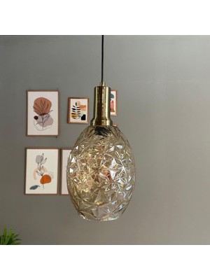 Bamyum Veltro Cam Bal Rengi Tekli Avize Eskitme Fener Başlık Retro Sarkıt Lamba Salon Aydınlatma