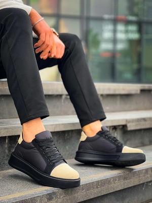 Zengezur Mall Techmrt KB-X46 Kuback Siyah Bej Yüksek Siyah Taban Günlük Spor Ayakkabı (Numara: 41)