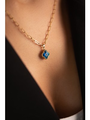 Yavuz Kuyumculuk 14 Ayar Altın Ataş Zincir Yonca Göz Kolye