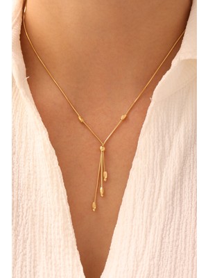 Yavuz Kuyumculuk 14 Ayar Altın Tondo Zincir Silindir Sallantılı Kolye