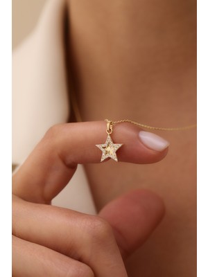 Yavuz Kuyumculuk 14 Ayar Altın Kalemli Yıldız Kolye