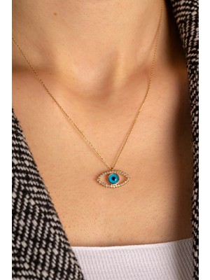 Yavuz Kuyumculuk 14 Ayar Altın Taşlı Göz Kolye