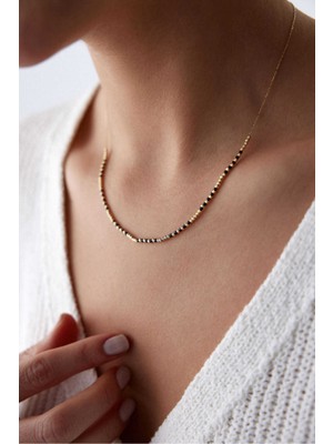 Yavuz Kuyumculuk 14 Ayar Altın Siyah Dorika Kolye