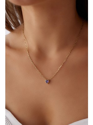 Yavuz Kuyumculuk 14 Ayar Altın Ataş Zincir Mor Kalp Kolye