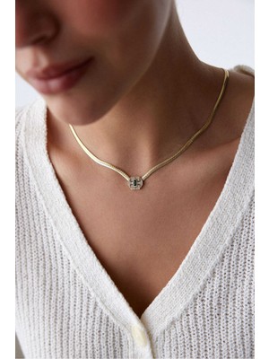 Yavuz Kuyumculuk 14 Ayar Altın Snake Zincir Yeşil Arte Kolye