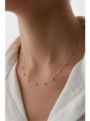 Yavuz Kuyumculuk 14 Ayar Altın Turkuaz Taşlı Kolye