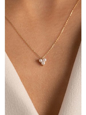 Yavuz Kuyumculuk 14 Ayar Altın Üç Inci Tohum Kolye