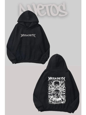 Anetos Megadeth 12 Tasarım Siyah Ön Arka Baskılı Sweatshirt