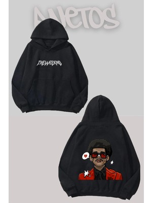 Anetos The Weeknd 4 Tasarım Siyah Ön Arka Baskılı Sweatshirt