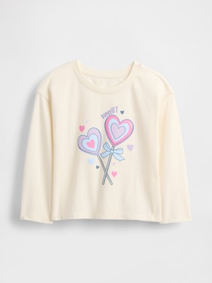 Gap Kız Bebek Kırık Beyaz Mix & Match Relaxed Grafik T-Shirt
