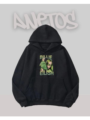 Anetos Bılle Eılısh Tasarım Siyah Ön Baskılı Sweatshirt