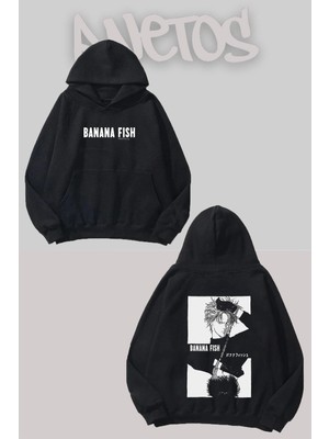 Anetos Banana Fish 11 Tasarım Siyah Ön Arka Baskılı Sweatshirt