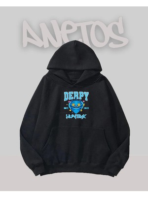 Anetos Derpy Huntrx Tasarım Siyah Ön Baskılı Sweatshirt