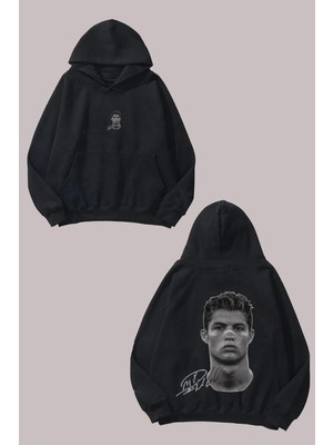 Anetos Ronaldo Tasarım Sırt Baskılı Siyah Sweatshirt