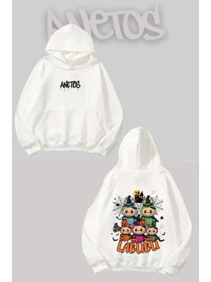 Anetos Efendim Fıstık Tanesi Meme Sırt Baskılı Beyaz Kapüşonlu Sweatshirt