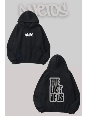 Anetos The Last Os Us Sırt Baskılı Siyah Kapüşonlu Sweatshirt
