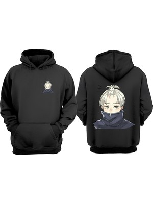 Anetos Inumaki Tasarım Sırt Baskılı Siyah Sweatshirt