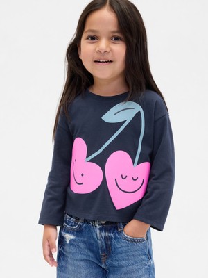 Gap Kız Bebek Lacivert Mix & Match Relaxed Grafik T-Shirt