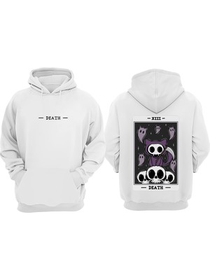 Anetos Reaper Cat Tasarım Sırt Baskılı Beyaz Sweatshirt