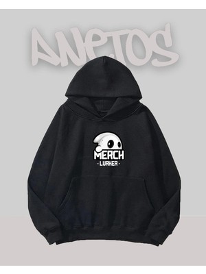 Anetos Merch Luker Tasarım Siyah Ön Baskılı Sweatshirt