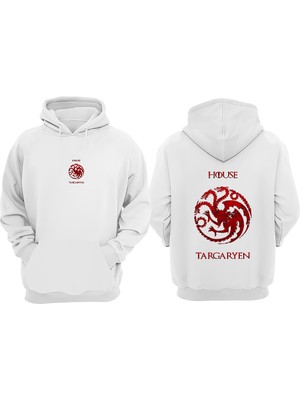 Anetos House Targaryen Tasarım Sırt Baskılı Beyaz Sweatshirt