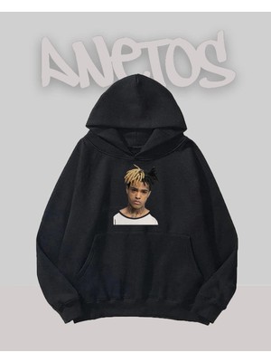 Anetos Xxxtentacıon 1 Tasarım Siyah Ön Baskılı Sweatshirt