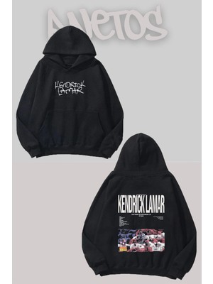 Anetos Kendrick Lamar 11 Tasarım Siyah Ön Arka Baskılı Sweatshirt