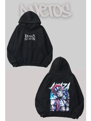 Anetos Demon Slayer 15 Tasarım Siyah Ön Arka Baskılı Sweatshirt