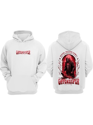 Anetos Getakeeper Tasarım Sırt Baskılı Beyaz Sweatshirt