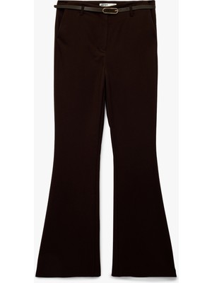 Koton Slim Fit Cepli Viskon Karışımlı Kemer Detaylı Ispanyol Paça Pantolon