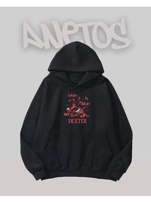 Anetos Dexter Tasarım Siyah Ön Baskılı Sweatshirt