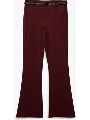 Koton Slim Fit Cepli Viskon Karışımlı Kemer Detaylı Ispanyol Paça Pantolon