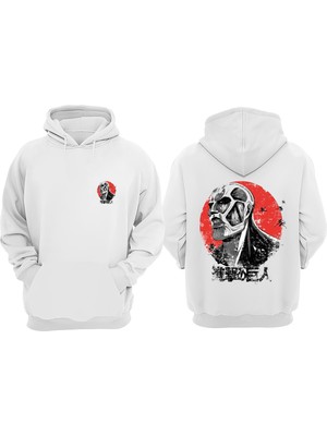 Anetos Titan Tasarım Sırt Baskılı Beyaz Sweatshirt