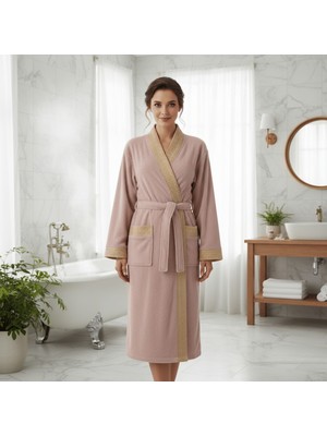 %100 Pamuk Bornoz | Greek Desen-Bej-Cepli-Erkek-Kadın