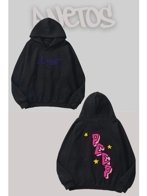 Anetos Lil Peep 4 Tasarım Siyah Ön Arka Baskılı Sweatshirt
