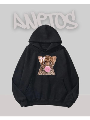 Anetos Baby Cita Tasarım Siyah Ön Baskılı Sweatshirt