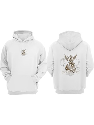 Anetos Evolve Tasarım Sırt Baskılı Beyaz Sweatshirt