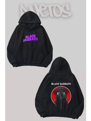 Anetos Black Sabbath 11 Tasarım Siyah Ön Arka Baskılı Sweatshirt