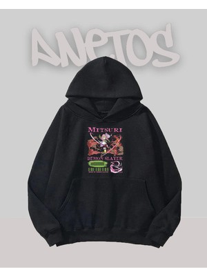 Anetos Mıtsurı Tasarım Siyah Ön Baskılı Sweatshirt