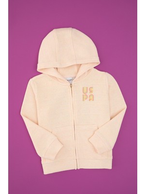 U.S. Polo Assn. Kız Çocuk Açık Pembe Kapüşonlu Fermuarlı Sweatshirt 50314295-VR078