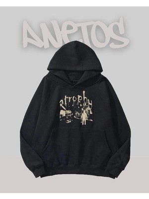 Anetos Atrophy Farm Tasarım Siyah Ön Baskılı Sweatshirt