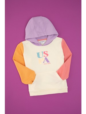 U.S. Polo Assn. Kız Çocuk Krem Kapüşonlu Sweatshirt 50314277-VR256