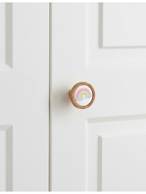 Gökkuşağı Porselen ve Ahşap Detaylı Tekli Çocuk Kulp