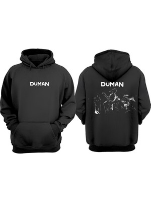 Anetos Duman Grup Tasarım Sırt Baskılı Siyah Sweatshirt